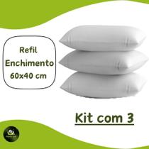 KIT 3 Refis Enchimento para Almofada em Fibra Siliconada 60x40 cm