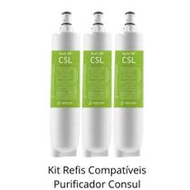 Kit 3 Refis Hidrofiltros para Purificador Água Consul CPC30, CPC31, CPB34, CPB35, CPB36