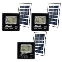 Kit 3 Refletor 50W Economia Energia Solar Leds Iluminação Externa