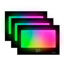 Kit 3 Refletor Colorido RGB Led 200w A Prova de agua IP66 C/Controle Holofote Com Memória