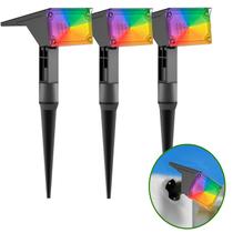 Kit 3 Refletor Ecoforce Solar 12 Led 50x Mais Forte Colorida Spot Jardim Chão Parede Luminária Kit 3 Refletor Ecoforce Solar 12 Led 50x Mais Forte Colorida Spot Jardim Chão Parede Luminária