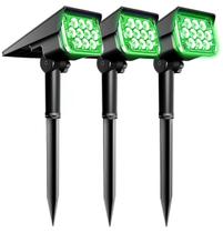 Kit 3 Refletor Ecoforce Solar 6 Leds Verde 10x Mais Forte Spot Jardim 18751 Á Prova De Água Luminária Sem Fio Liga Automaticamente