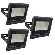 Kit 3 Refletor Externo Super Led Holofote 50W área IP66 Branco Frio 6500k