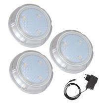 Kit 3 Refletor Hiper Led 6W Branco Policarbonato + Fonte 2A