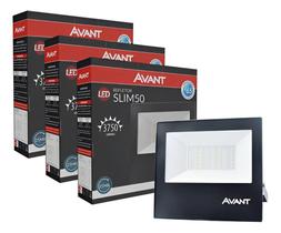 Kit 3 refletor holofote led 50w luz branco 6500k ip65 avant