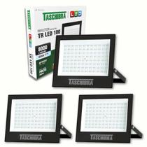 Kit 3 Refletor Led 100w Holofote Externo Prova D'água IP65 6500k Luz Branco Frio Taschibra