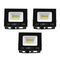 Kit 3 Refletor LED 10W 800 LM IP66 Luz Branca 6500K LEDBEE