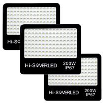 Kit 3 Refletor Led 200w Holofote Bivolt Prova Dágua Frio