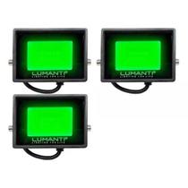 Kit 3 Refletor Led 20w SMD Verde IP66 Ideal Para Decoração de Jardim Quintal Chácara Area Externa Bivolt 110/220V