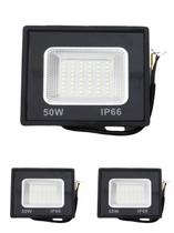 kit 3 Refletor Led 50w Holofote Prova Dágua Ip66 Branco Frio
