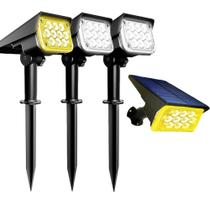 Kit 3 Refletor Solar Ecoforce 10 Leds 200x Mais Forte Amarela Branco Spot Parede Jardim Luminária