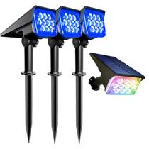 Kit 3 Refletor Solar Ecoforce 10 Leds 200x Mais Forte Colorida Verde Branco Quente Frio Azul Amarelo Spot Parede Jardim Luminária