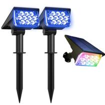 kit 3 Refletor Solar Ecoforce 10 Leds 200x Mais Forte Colorida Verde Branco Quente Frio Azul Spot Parede Jardim Luminária