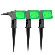 Kit 3 Refletor Solar Jardim 6 Leds Verde Amarela 10x Mais Forte Luminária Spot Jardim Sem Fio