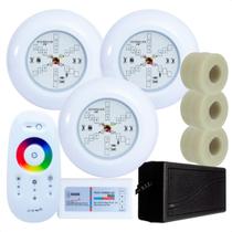 Kit 3 Refletores HIDRALUX MINI Led 6w RGB ABS + Adaptadores 50mm + Comando + Fonte 5a Kit 3 Refletores HIDRALUX MINI Led 6w RGB ABS + Adaptadores 50mm + Comando + Fonte 5a