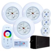 Kit 3 Refletores HIDRALUX MINI Led 6w RGB ABS + Nichos de Vinil + Comando + Fonte 5a Kit 3 Refletores HIDRALUX MINI Led 6w RGB ABS + Nichos de Vinil + Comando + Fonte 5a