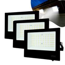Kit 3 Refletores Led 100w Holofote Bivolt Branco Frio 6500k 110/220v - Al Mare