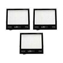 Kit 3 Refletores LED 300W 24000 LM IP66 Luz Branca 6500K