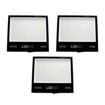 Kit 3 Refletores LED 400W 36000 LM IP66 Luz Branca 6500K