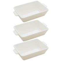 Kit 3 Refratários de Porcelana Brancas com Alças 28x17cm Bas