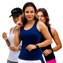 Kit 3 Regata Blusinha Tapa Bumbum Viscose Grossa Fitness Top