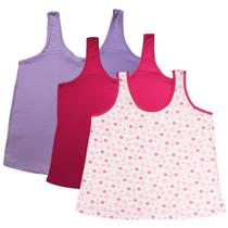 Kit 3 Regata de Pijama Plus Size 2 Lisa 1 Estampada