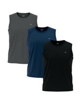 Kit 3 Regata Dryfit Lisa Masculina Sandrini Academia Casual Kit 3 Regata Dryfit Lisa Masculina Sandrini Academia Casual