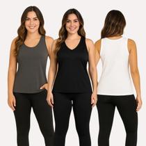 Kit 3 Regata Feminina Dry Fit Academia Malha Fria