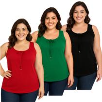 Kit 3 Regata Feminina Malha Viscolycra Plus Senhoras