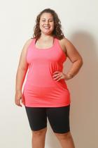 Kit 3 Regata Longa Fitness - Dry Furadinho Plus Size - G2 - Preto/Coral/AZul