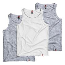 Kit 3 Regata Masculina Básica Camiseta 100% Algodão Premium