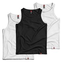 Kit 3 Regata Masculina Básica Cores Camiseta 100% Algodão Kit 3 Regata Masculina Básica Cores Camiseta 100% Algodão