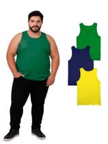 Kit 3 Regata Masculina Plus Size 100% Poliéster- Sortidas