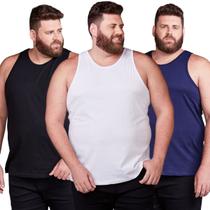 Kit 3 Regata Plus Size Masculina Lisa