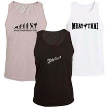 KIT 3 Regata Ragor Algodão Luta Muay Thai Treino