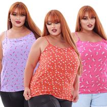Kit 3 Regatas Básicas Plus Size Viscose