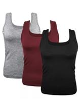 Kit 3 Regatas De Alça Grossa Lisa Básica - Abafarto