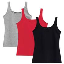 Kit 3 Regatas De Alça Grossa Lisa Cores Sortidas - Abafarto