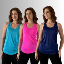 Kit 3 Regatas Dry Fit Academia Cavada Corrida Básica Treino