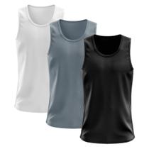 Kit 3 Regatas Dry Fit Lisa Básica Proteção Solar UV Térmica Camisa Camiseta Treino Academia Ciclismo - Whats Wear