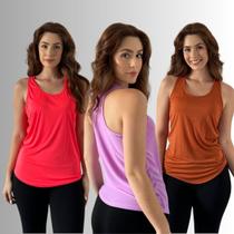 Kit 3 Regatas Dry Fit Treino Corrida Cavada Lisa Uv Passeio