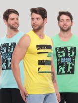 Kit 3 Regatas Estampada Masculina Varias Estampas Verão