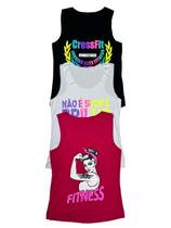 Kit 3 Regatas Feminina Academia Cores e Estampas Variadas Kit 3 Regatas Feminina Academia Cores e Estampas Variadas