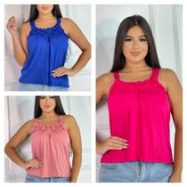 Kit 3 regatas feminina franzida