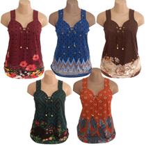 Kit 3 Regatas Feminina Soltinhas Confortáveis Malha Fria Liganete Estampadas.