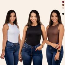 Kit 3 Regatas Femininas Canelada Basica Look Casual Premium