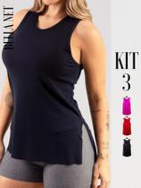 Kit 3 Regatas Femininas Cobre o Bumbum Para Academia Pilates Fitness - Multicolorido - P Kit 3 Regatas Femininas Cobre o Bumbum Para Academia Pilates Fitness - Multicolorido - P