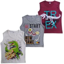 Kit 3 Regatas infantil masculino menino camisas verão