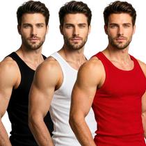 Kit 3 Regatas Masculina Canelada Slim Fit Modelo Americano