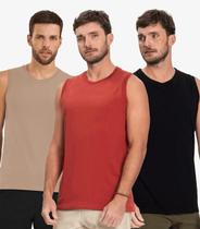 Kit 3 Regatas Masculinas Básicos Meia Malha Diametro Sortido